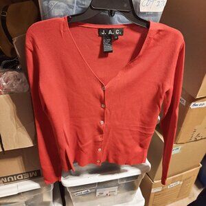 NEW ! Vintage JAC Button Down Knit Cardigan Sweater Red Size S